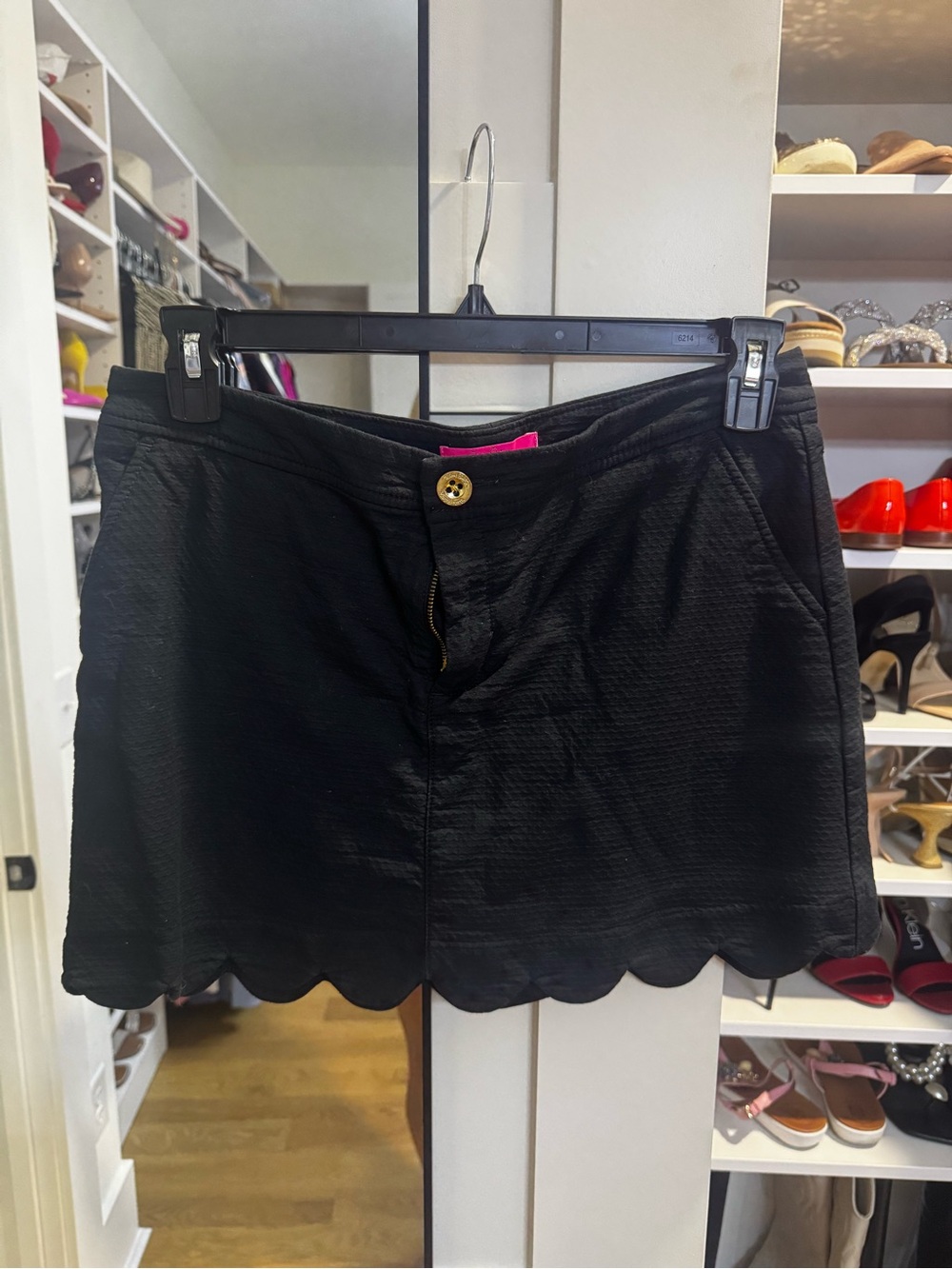 Lilly Pulitzer Black Scallop-Hem Mini Skirt